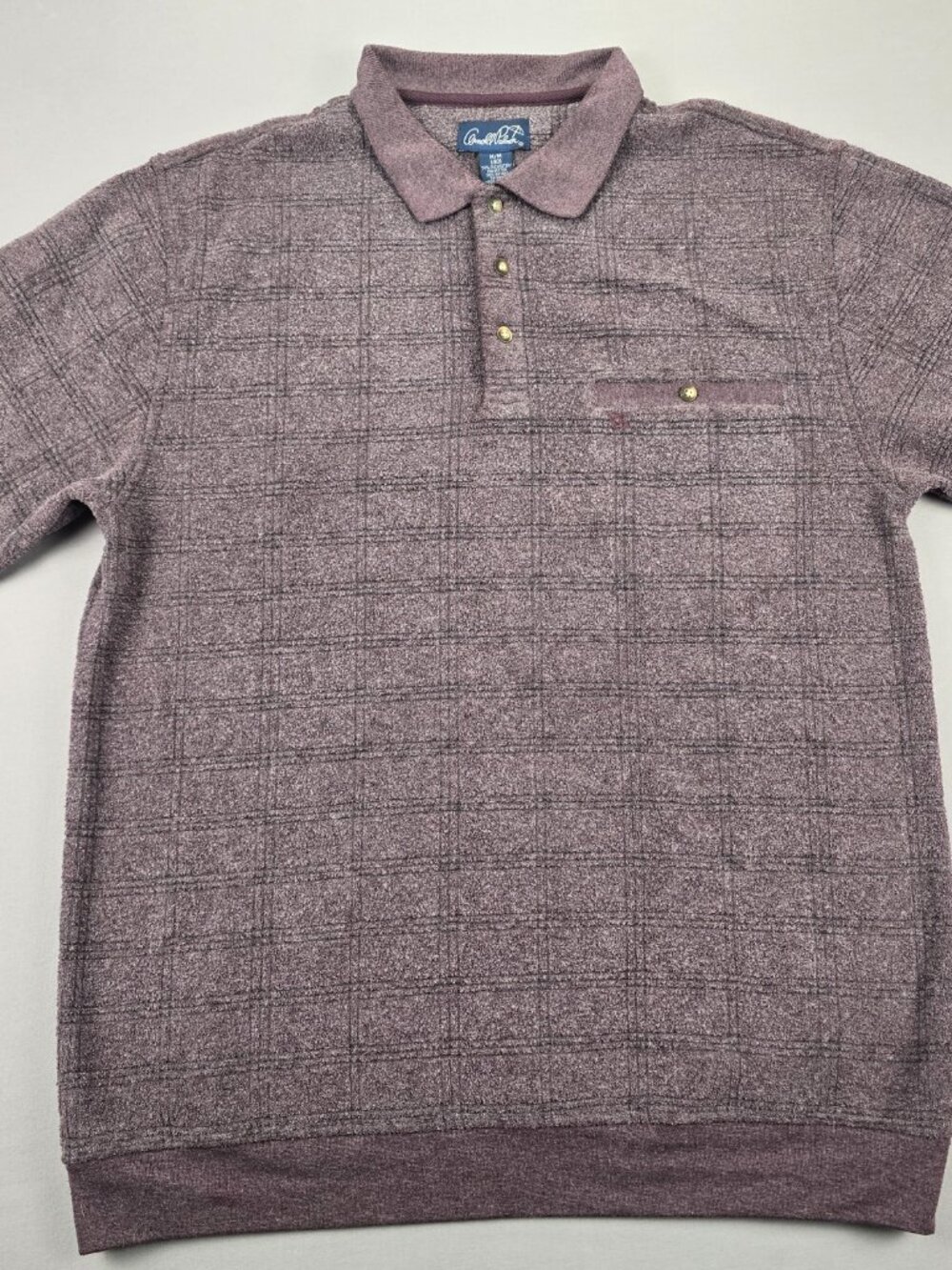 Retro Arnold Palmer Grandpacore Fleece Knit Polo Shirt Burgundy M